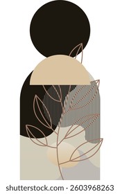 Abstract beige boho nature wall art decor illustration background. Boho wall art background poster