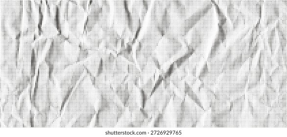 Abstract beige brown crumpled paper halftone textured background. Modern dotted print of old dark and light wrinkled sheet texture for retro business design, banner, vintage shadow surface