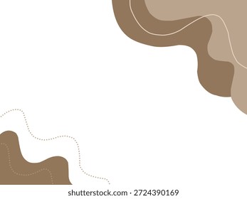Abstrato bege e marrom formas fluido fundo com acentos pontilhados. Moderno tom de terra onda orgânica borda com espaço de cópia. Plano de fundo minimalista de curvas líquidas neutras com textura sutil