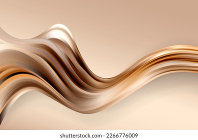 Abstract beige brown gold swirl wave background. Flow liquid lines design element