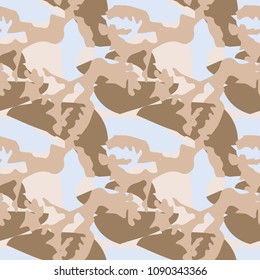 Abstract beige, brown and light blue background as UFO camouflage. Seamless repeat light pattern usable as urban camo, wallpaper, backdrop or for print for textile or wrapping paper