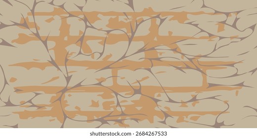 Abstract Beige and Brown Pattern with Branch-like Shapes and Tex