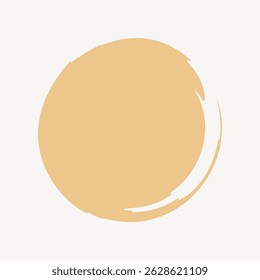 Abstract beige circle with rough edges on a white background. Beige circle with artistic flair. Simple, minimalist design featuring a beige circle. Background with copy space, vector.