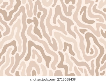 Abstraktes beiges Doodle-Linien-Muster. Vektorgrafik, flacher Designhintergrund. 