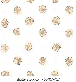 Abstract beige english roses seamless pattern.