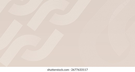 Abstrato bege geométrico linhas delicadas. Efeito de formas modernas. Linhas circulares simples. Ilustração vetorial para faixa, pôster, cabeçalho, rodapé, livreto, sobreposição.