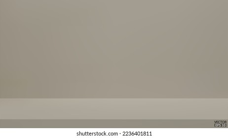 Abstract beige and gradient light background with studio backdrops. Beige Blank display or clean room for showing product. Beige background. Vector illustration.