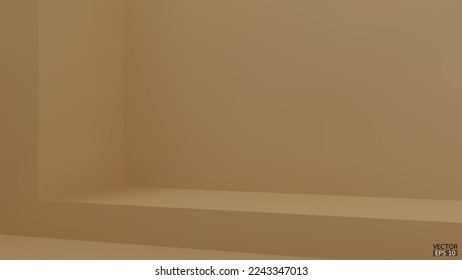 Abstract beige and gradient light background with studio backdrops. Beige Blank display or clean room for showing product. Beige background. Vector illustration.