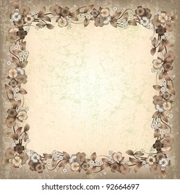 abstract beige grunge background with spring flowers