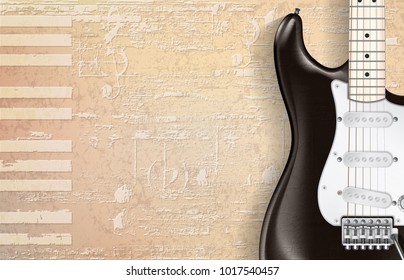 abstract beige grunge piano background with electric guitar vector illustration