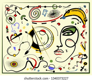 Abstract beige horizontal background ,inspired by surrealist  painter