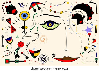 Abstract beige horizontal background ,inspired by surrealist  painter
