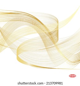 abstract beige line golden wave yellow band on white background vector
