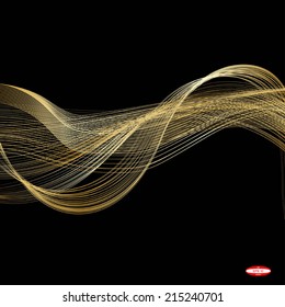 abstract beige line golden wave yellow band on black background vector