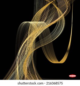 abstract beige line golden wave yellow band on black background vector