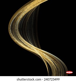 abstract beige line golden wave yellow band on black background vector