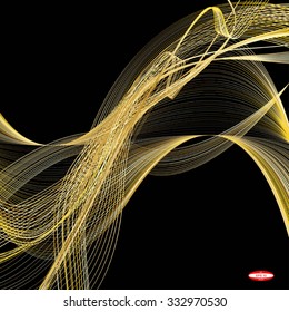 abstract beige line golden wave cream band isolated on black background. vector illustration