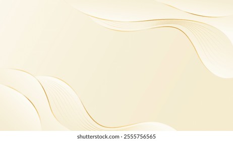 Abstract beige luxury background with gold lines. Elegant wave modern wallpaper. Template banner background for beauty products, sales, ads, events, web and pages