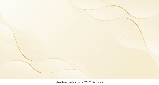 Abstract beige luxury background with gold lines. Elegant wave modern wallpaper. Template banner background for beauty products, sales, ads, events, web and pages