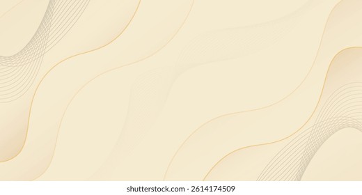 Abstract beige luxury background with gold lines. Elegant wave modern wallpaper. Template banner background for beauty products, sales, ads, events, web and pages