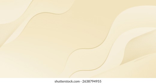 Abstract beige luxury background with gold lines. Elegant wave modern wallpaper. Template banner background for beauty products, sales, ads, events, web and pages