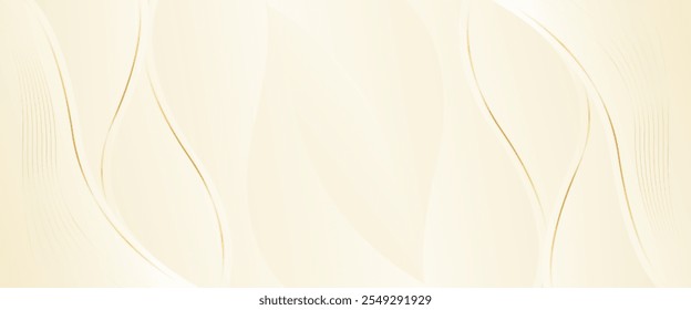 Abstract beige luxury banner background with gold lines. Elegant wave modern wallpapers. Suitable for templates, banners, sales, ads, events, awards, web, pages and headers