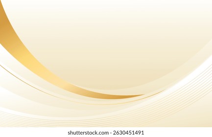 Abstractas fondo curvo beige de lujo con líneas doradas. Elegante diseño de crema suave adecuado para productos de belleza, Plantillas, Anuncios, promociones, premios, eventos, Sitios web, páginas de destino y más