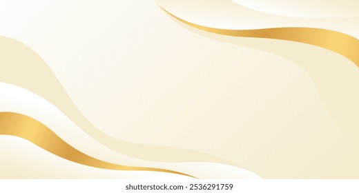 Fundo de onda de luxo de cor creme abstrato com linhas de ouro. Papéis de parede modernos elegantes. Plano de fundo de banner de modelo para produtos de beleza, vendas, anúncios, eventos, Web e páginas