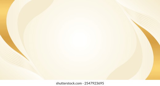 Abstractas fondo de onda de lujo beige con líneas de oro. Elegantes Fondos de pantalla modernos. Fondo de Anuncio de Plantilla para productos de belleza, ventas, anuncios, eventos, Web y páginas