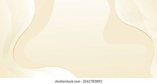 Abstract beige luxury wave background with gold lines. Elegant modern wallpapers. Template banner background for beauty products, sales, ads, events, web, and pages