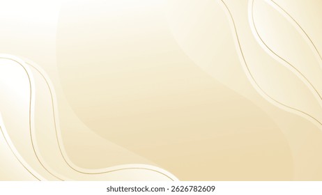 Abstract beige luxury wave background with gold lines. Elegant cream gradient design for beauty products, templates, banners, sales, awards, events, websites, pages and more