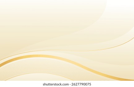 Abstractas fondo de onda de lujo beige con líneas de oro. Diseño elegante del gradiente de la crema para los productos de belleza, Plantillas, Anuncios, ventas, premios, acontecimientos, Sitios web, páginas y más