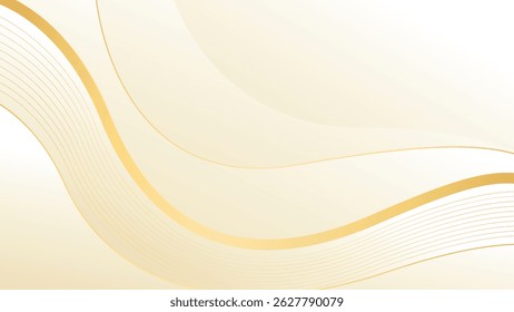 Abstract beige luxury wave background with gold lines. Elegant cream gradient design for beauty products, templates, banners, sales, awards, events, websites, pages and more