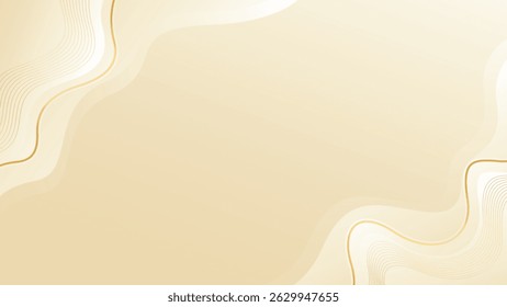 Abstractas fondo de onda de lujo beige con líneas de oro. Diseño elegante del gradiente de la crema para los productos de belleza, Plantillas, Anuncios, ventas, premios, acontecimientos, Sitios web, páginas y más