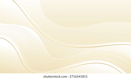 Abstrato fundo de onda de luxo bege com linhas de ouro. Design gradiente de creme elegante para produtos de beleza, modelos, banners, vendas, prêmios, eventos, sites, páginas e muito mais