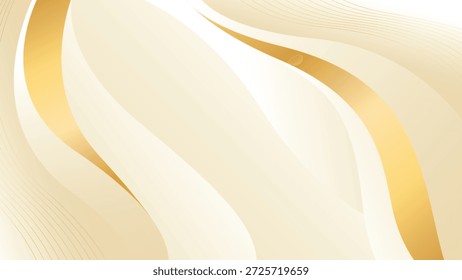 Abstractas fondo de onda de lujo beige con líneas de oro. Diseño elegante del gradiente de la crema para los productos de belleza, Plantillas, Anuncios, ventas, premios, acontecimientos, Sitios web, páginas y más