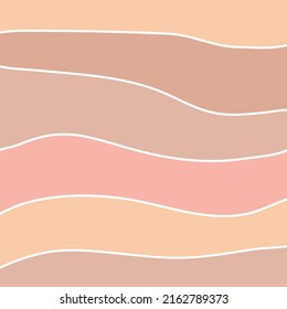 Abstract Beige Pink Soft Pasterl Color Line Minimalsit Boho Landscape Pattern Background. Textured Doodle Minimalist Boho Pattern