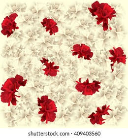 Abstract beige and red floral background. Flower pattern.