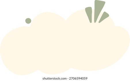 Abstract beige shape with small green accents, horizontal banner or text frame