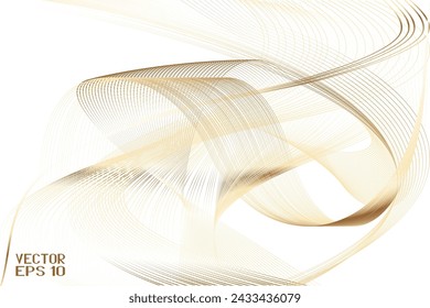 Abstract Beige and White Pattern with Waves. Striped Linear Texture. Vector. 3D Illustration