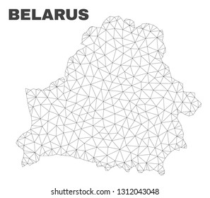 Abstract Belarus map isolated on a white background. Triangular mesh model in black color of Belarus map. Polygonal geographic scheme designed for political illustrations.