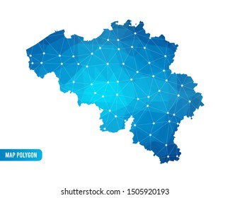Abstract Belgium Map geometric rumpled triangular low poly style gradient graphic on white background , line dots polygonal design for your . Vector illustration eps 10