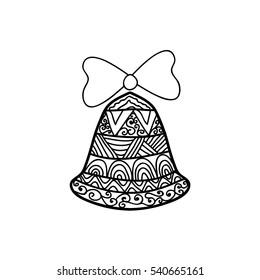 Abstract  bell with ribbon
vector outline Christmas decoration