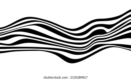 Abstract bend, wave lines pattern. Ribbon background. Wavy stylish shape. Abstract horizontal stripes vector design