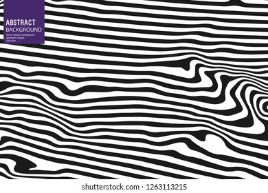 Abstract Bending Black and White Lines on White Background. Vector Geometric illustration Moving Lines for Slides, Posters, Start Pages.