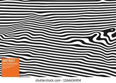 Abstract Bending Black and White Lines on White Background. Vector Geometric illustration Moving Lines for Slides, Posters, Start Pages.