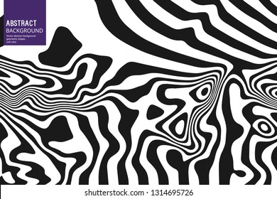 Abstract Bending Black and White Lines on White Background. Vector Geometric illustration Moving Lines for Slides, Posters, Start Pages.