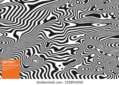 Abstract Bending Black and White Lines on White Background. Vector Geometric illustration Moving Lines for Slides, Posters, Start Pages.