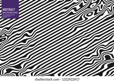 Abstract Bending Black and White Lines on White Background. Vector Geometric illustration Moving Lines for Slides, Posters, Start Pages.