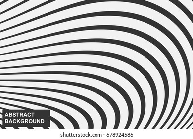 Abstract bending black and white lines on white background. Vector illustration.